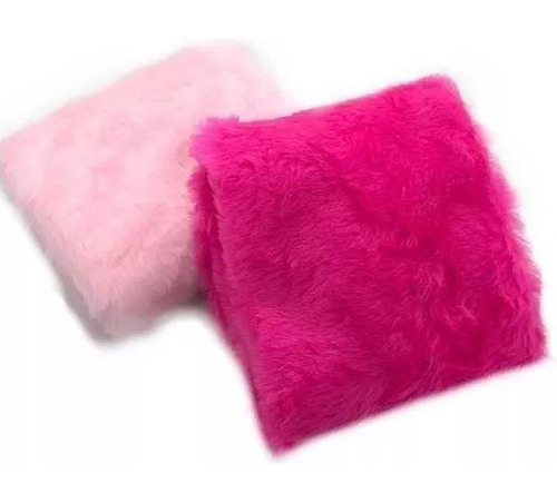 Tecido Felpudo Pelucia Pelo Medio Rosa Chiclete 30x30cm- 4un
