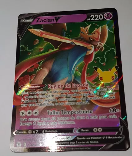 Carta Pokemon Zacian V Português 016/025 Card Original Copag - Celebrações  - Pronta Entrega - Escorrega o Preço
