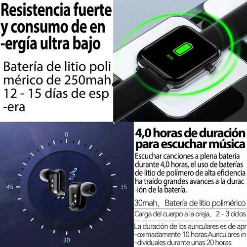 Reloj Inteligente Ultrafino Con Auriculares Inalámbricos