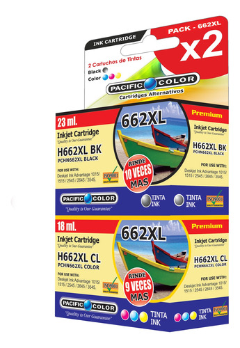 Pack Tintas 662 Hp Alternativo Negro/color Xl Pacific