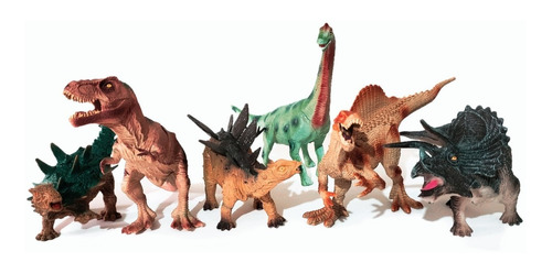 Imagen 1 de 9 de 6 Dinosaurios Realistas, Rex, Triceratops, Cuello Largo