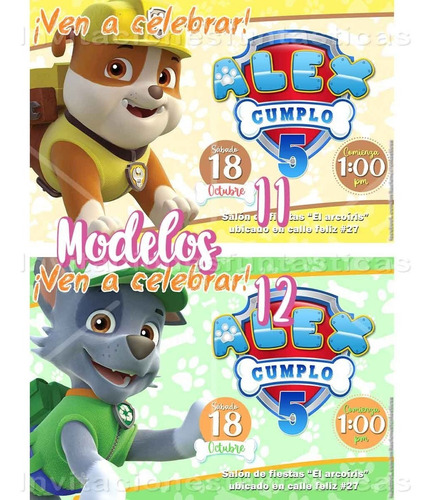 Invitación Marshall Paw Patrol Patrulla De Cachorros Fiesta