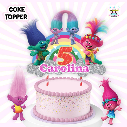 Cake Topper Kit Imprimible Adorno Torta Cars  Trolls  Niña