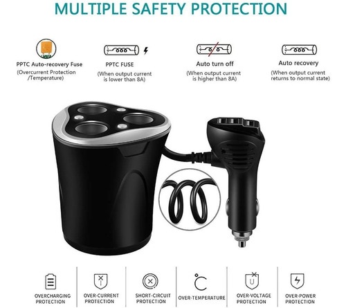 Adaptador De Encendedor De Coche Sk-15 Con Usb Skyocean