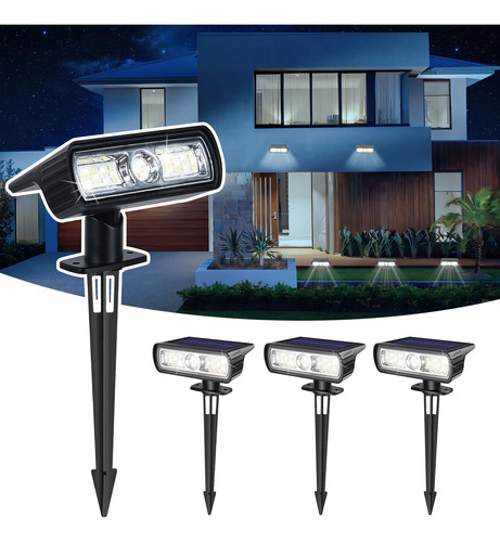 Focos Solares Exteriores, Pack 4 Luces Led Impermeables, Ilu