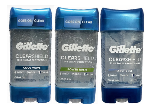 Gillette Gel 107gr Trio 3 Desodorantes Hombre Original Impor