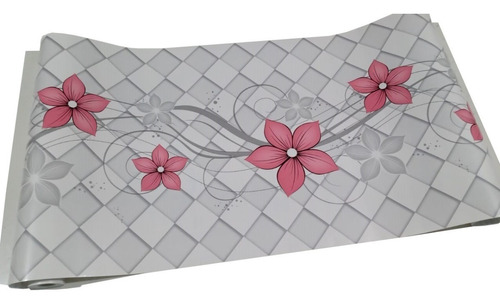 Papel Adesivo De Parede Lavável 45cm X 10m Diversas Estampas Cor FLORES