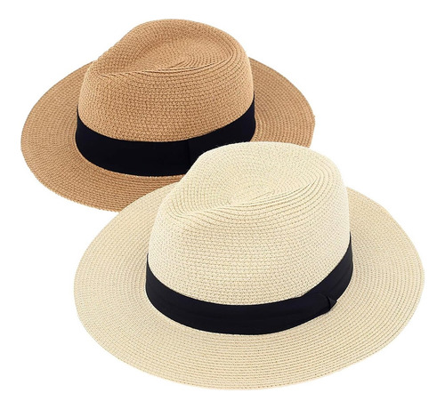 Paquete De 2 Sombreros De Playa Para Mujer De Verano De Paja