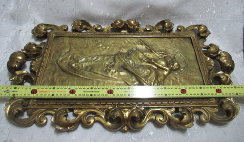 Cuadro Bronce Cera Perdida Virgen Jesús Marco Madera (15490 Dorado Oscuro Dorado Oscuro (Usado)