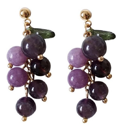 Aretes Uvas Colgantes Cristal Pendientes Violeta Aros Largos