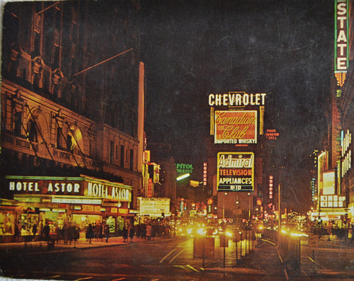 Postal New York 1960 Time Square Hotel Astor Cartel Chevrole (Usado)