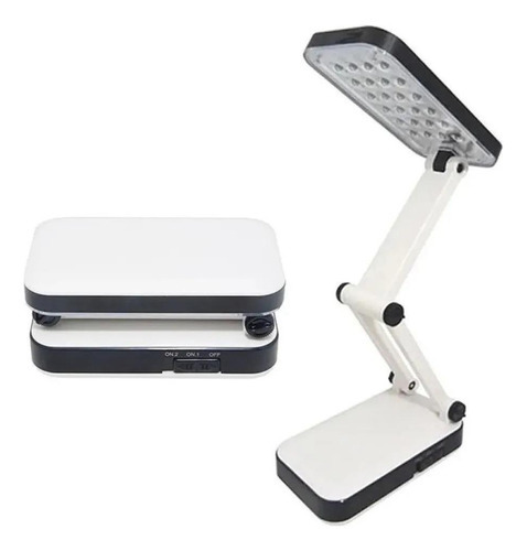 Luminária De Mesa Articulável Abajur 24 Leds Recarregável Cúpula Branco Estrutura Branco 110V/220V