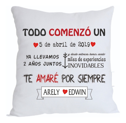 Un Cojín Regalo Pareja Novios Aniversario Personalizado 40cm