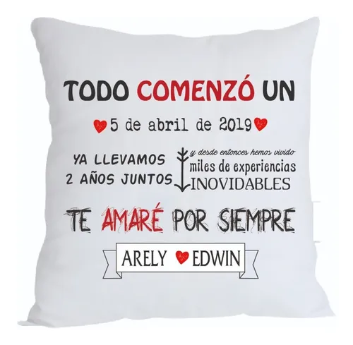 Cojín personalizado para pareja, regalo de aniversario 40 x 40 cms - Regalos  Gourmet Online