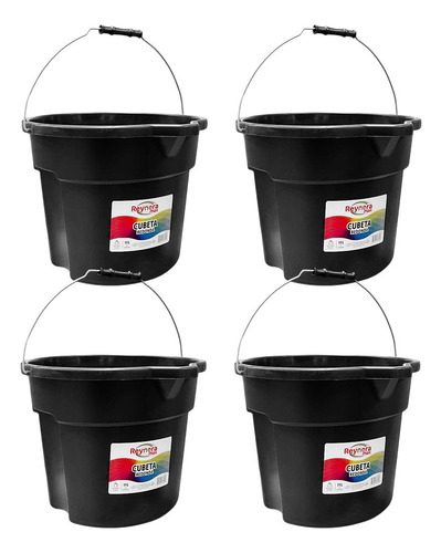 Cubeta Redonda Con Pico 11 L Color Negro Reynera 8012max 4pz