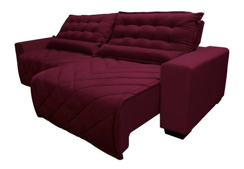 Sofá 2,62m Retrátil E Reclinável Cama Inbox Plus Vinho