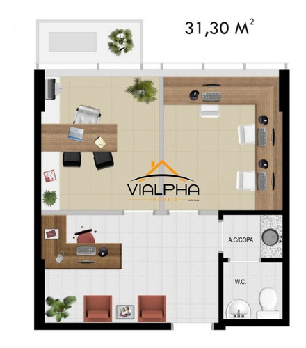 Imagem 8 de 8 de Sala Comercial A Venda Em Alphaville Co 33 Metros E 1 Vaga No Office Grajaú. - Sa00004 - 34186929