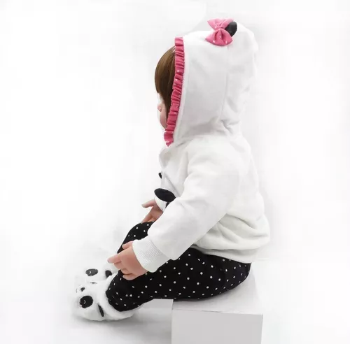 Boneca Bebê Reborn Menina Panda 48cm Corpo De Silicone Pode Ser Banhad