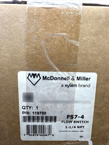 Mcdonnell Miller Fs7 1-1/4 In. Flow Switch Paddle Style  Ddd