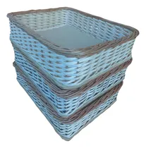 Comprar Pack X 3 Canastos De Mimbre De 35x45x13cm De Alto Panaderías