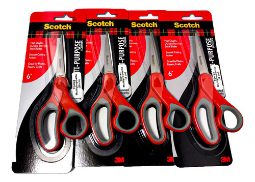 Tijeras, Scotch 3m, 6 Pulgadas, 4 Pzas.