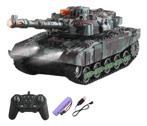 Tanque De Combate Con Control Remoto Recargable, Color Verde