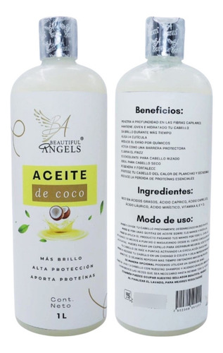 Aceite De Coco 1l Antifrizz Hidrata Regenera Y Protege