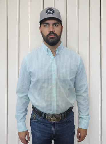 Camisa Keep Roping Ml Xadrez Verde Água-20