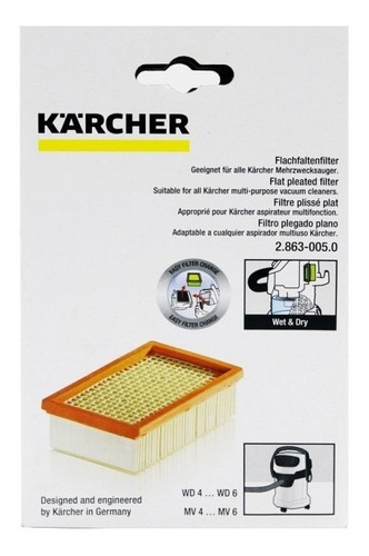 Karcher Filtro Para Wd4 Y Mv4 - 6, 2.863-005.0 Original