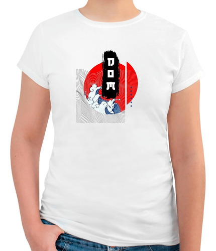 Playera Mujer Dom Arte Oriental Blanco Streamerch