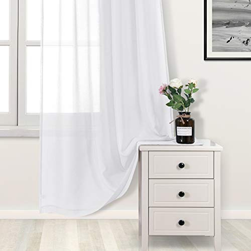 Cortinas Transparentes Tipo Lino, Juego De 2 Paneles