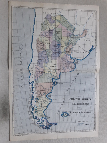 Lamina Coleccion Billiken Mapa Republica Argentina Ferrocarr