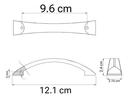 Jaladera Arco Cromo Brillante Cerrajes Para Muebles 0402-831