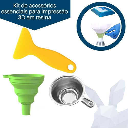 Imagem 2 de 9 de Funil Silicone + Filtro + Espatula Para Impressora 3d Resina