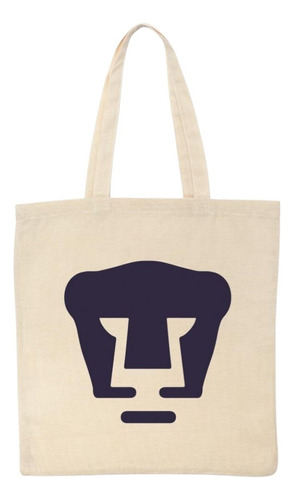 Bolsa Tote Pumas Unam Logo Azul Color Beige Diseño de la tela Liso