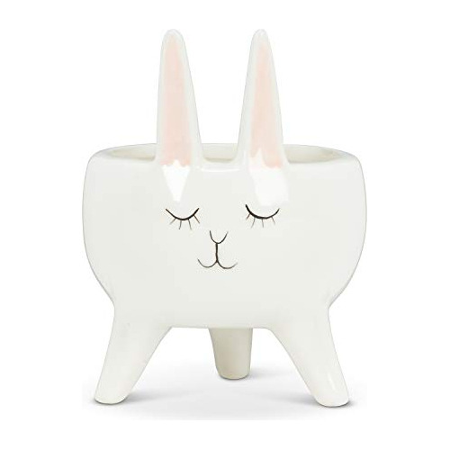 27-minikin-866 Sm Rabbit Planter-4.5  H, White