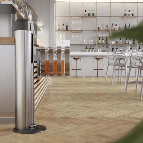 Imagem 3 de 6 de Dispenser Aço Inox Para Álcool Gel Com Pedal Brinox Totem