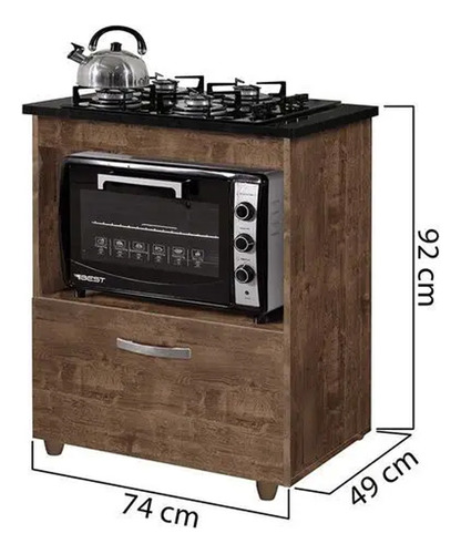 Balcão Cooktop 1 Porta Cristal Ype Cor Marrom-claro