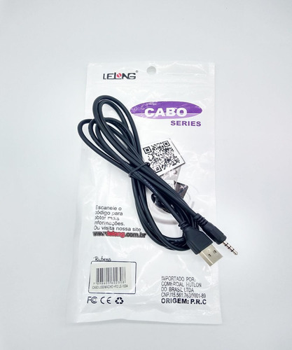 Imagem 3 de 3 de Cabo P2 X Usb Macho 1.50 Metros Lelong Le-1004