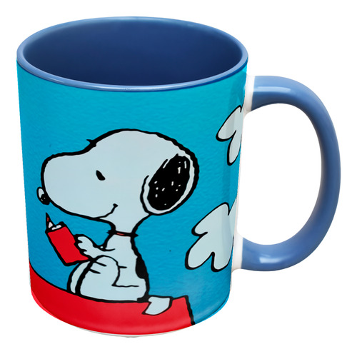 Taza Tazón Celeste Snoopy Leyendo -monstruatazas