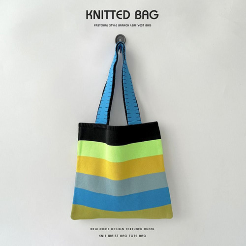 Bolso A Rayas Rainbow Eco-friendly Shopper Tote Y2k New