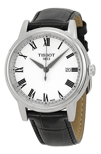 Reloj Para Hombre Tissot Carson White Dial Black Leather 