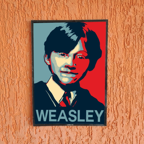 Presente De Natal Harry Potter Quadro 21x30cm Decoração Mdf Cor Rony Weasley Armação Preta