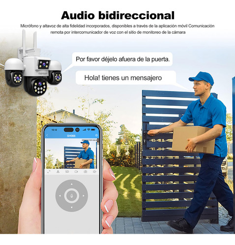 COZYCAST SH-066 Cámara de Seguridad 4 Lentes 8MP Inteligente, Visión Nocturna Full Color IR, Detección de Personas, Audio Bidireccional, Interior y exterior,App SriHome, IP66