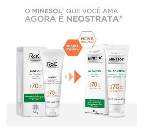 Imagem 2 de 2 de Minesol Oil Control Fps70 Protetor Facial Toque Seco