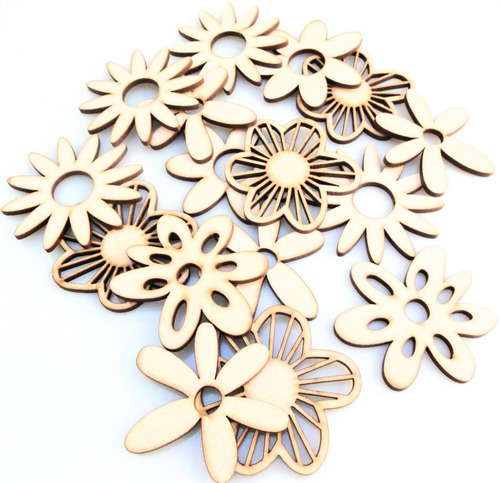 Imagen 2 de 2 de Flores Kit X 50 - 6x6 - Mdf / Fibrofacil