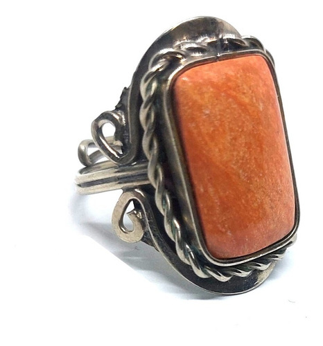 Anillo Piedra Jaspe Naranja Ajustable