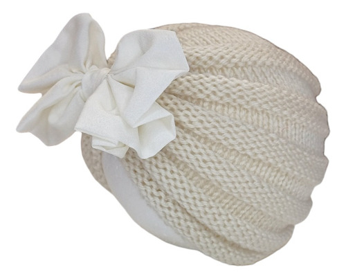 Turbante, Gorrito Para Bebé Tejido Con Moño