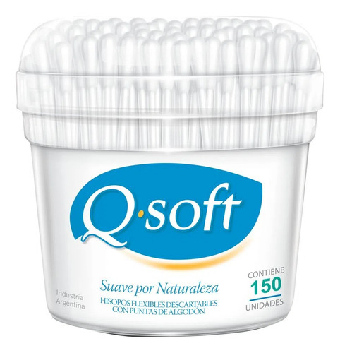 Q-soft Hisopos Flexibles Con Punta De Algodon Pote 150un