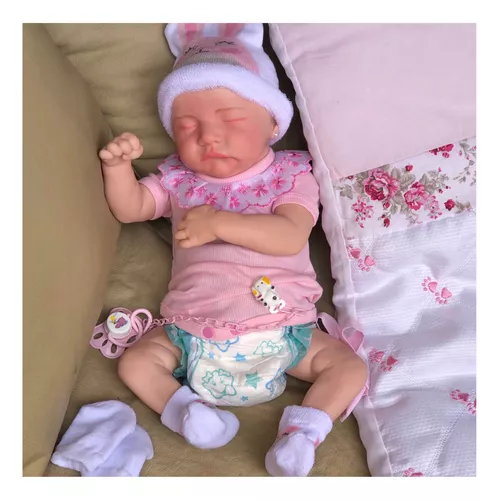 Boneca Bebe Realista Tipo Reborn Barata + Enxoval Bebê - Chic